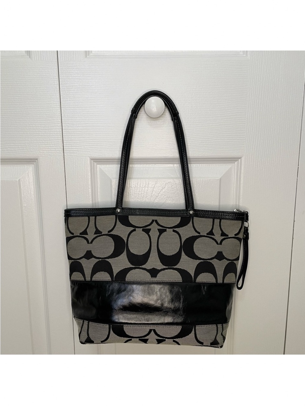 Coach Signature Canvas Tote in Black and Gray - Picture 2 of 13